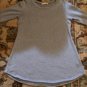 Chris and Carol Blue Pullover with Brown elbow Accents.